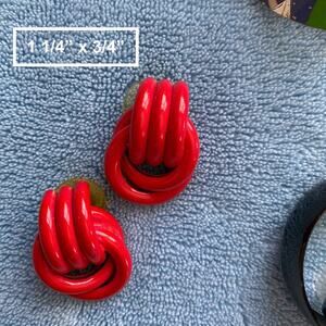 Red Interlocking Rings Stud 80’s Earrings Vintage bold costume funky trendy